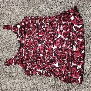 White House Black Market WHBM Floral Sleeveless Tiered Spring Summer Tank Top XS